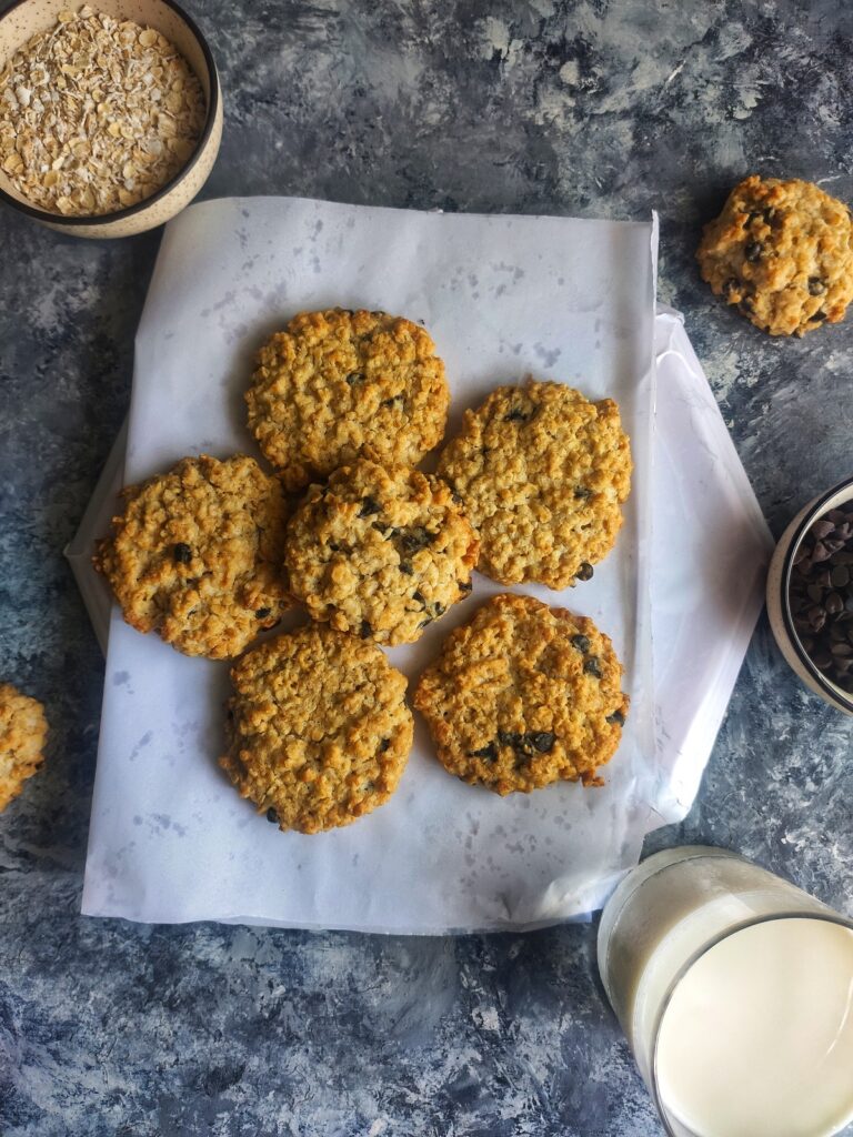 Oatmeal eggless choco chip cookies