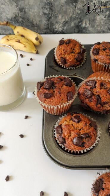 Egg-less Banana Chocolate Chunk Muffins