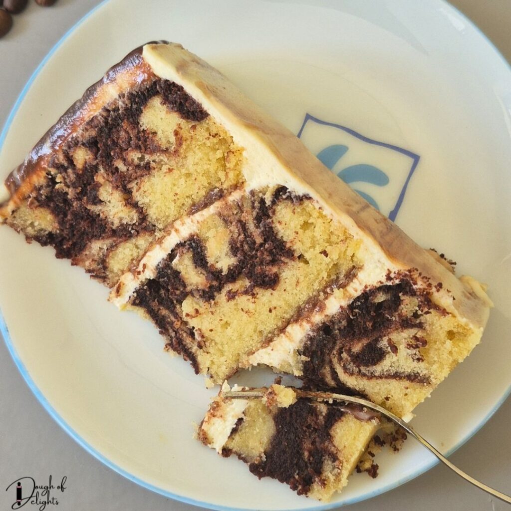 Soft Marble Layer Cake with ganache frosting