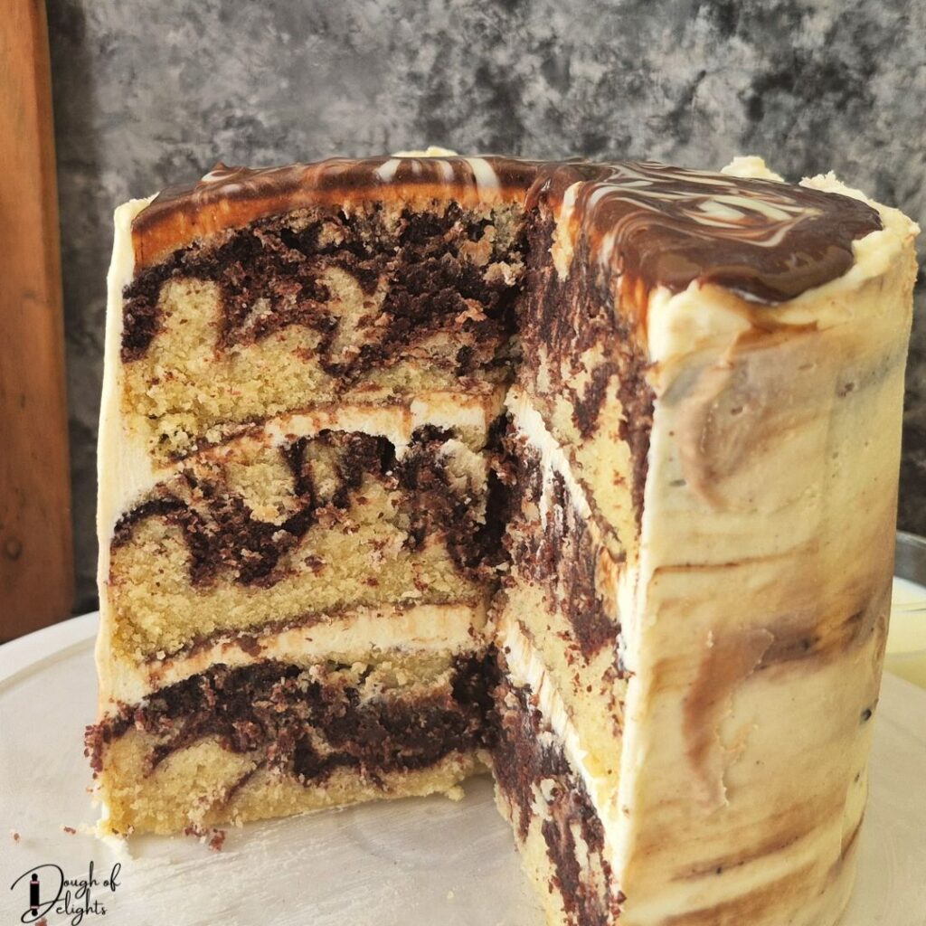 Chocolate Marble Vanilla Ganache Cake