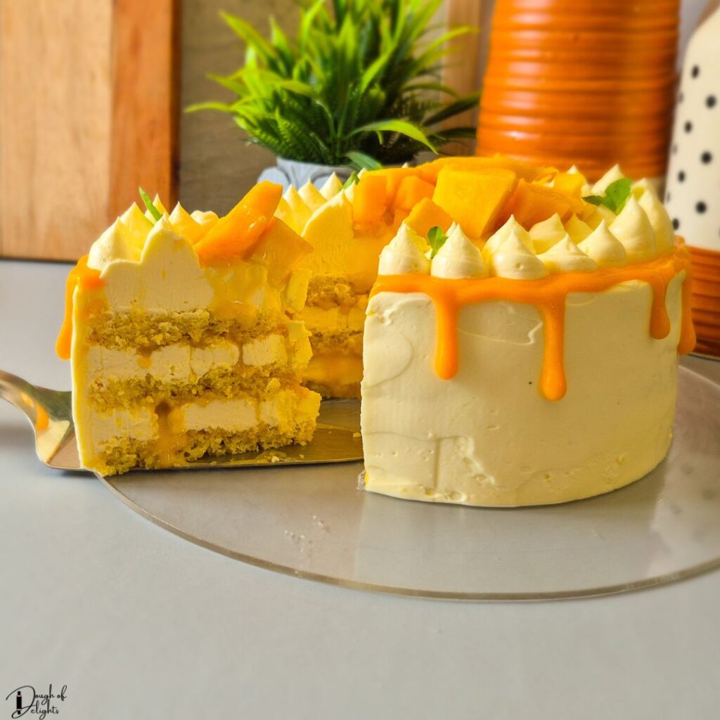 soft chiffon cake filled with mango custard