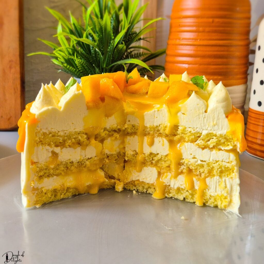 mango custard filled soft chiffon cake