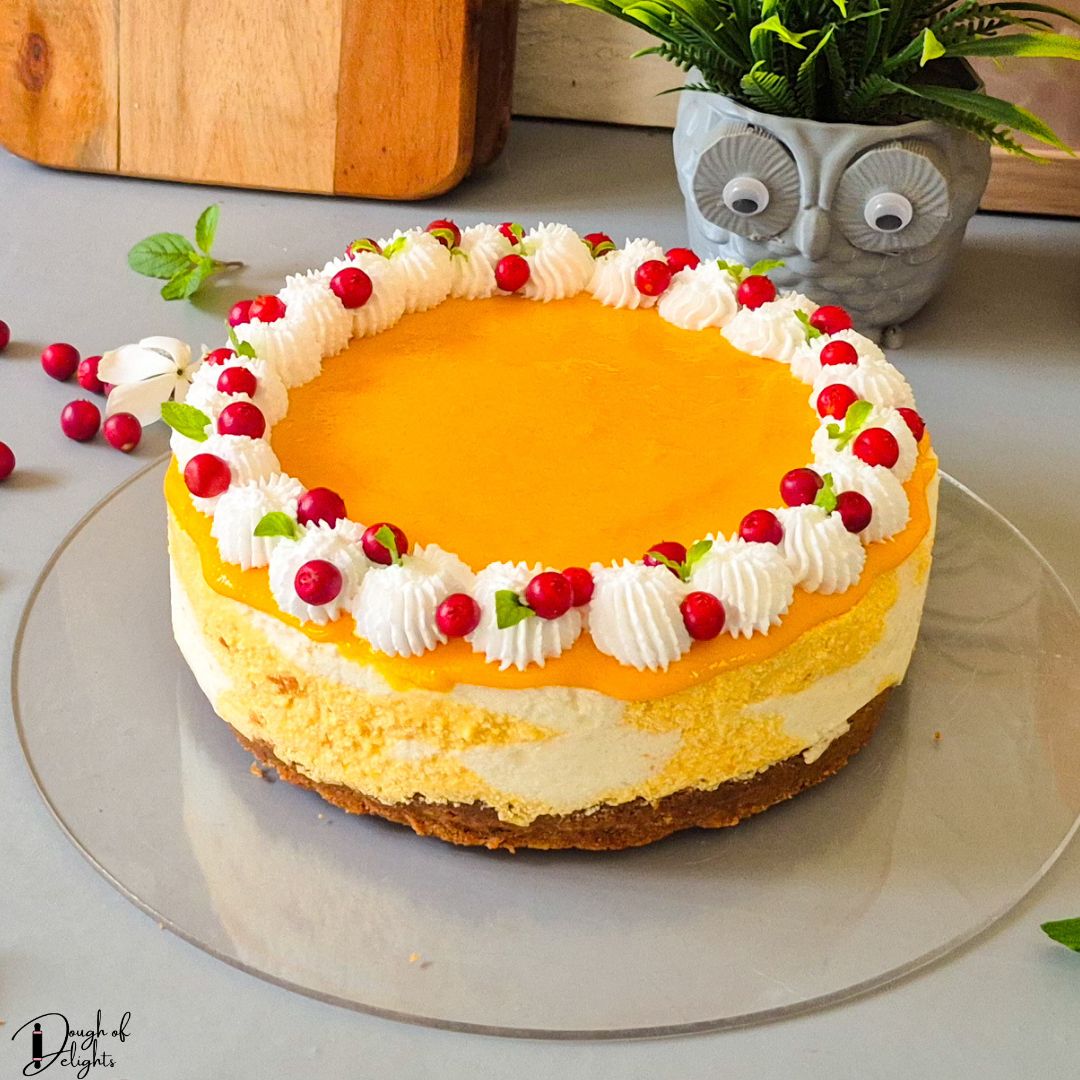no-bake mango coconut cheesecake