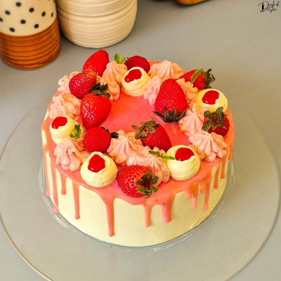 Fresh Strawberry Layer Cake with homemade syrup